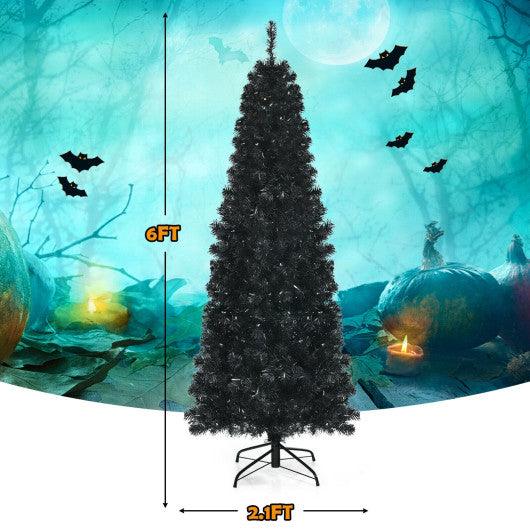 Pre-lit Christmas Halloween Tree with PVC Branch Tips and Warm White Lights-6 ft at Set Shop and Smile