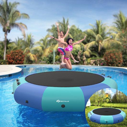 12 Feet Inflatable Splash Padded Water Bouncer Trampoline-Blue at Set Shop and Smile
