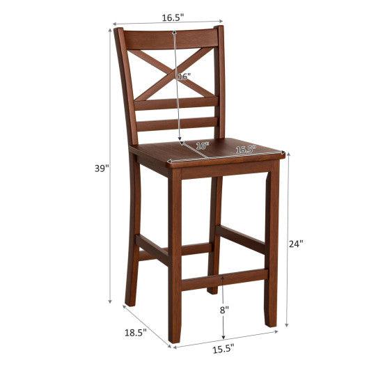 Set of 2 Bar Stools 24 Inch Counter Height Chairs with Rubber Wood Legs at Set Shop and Smile