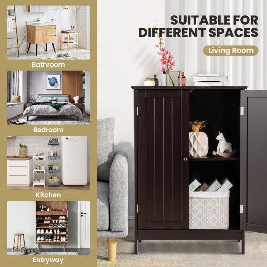 Bathroom Floor Storage Double Door Cupboard Cabinet-Brown at Set Shop and Smile