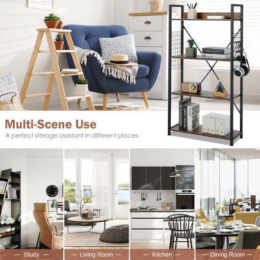 4 -Tier Industrial Open Storage Bookshelf-Coffee at Set Shop and Smile