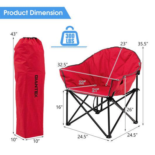 Folding Camping Moon Padded Chair with Carrying Bag-Red at Set Shop and Smile