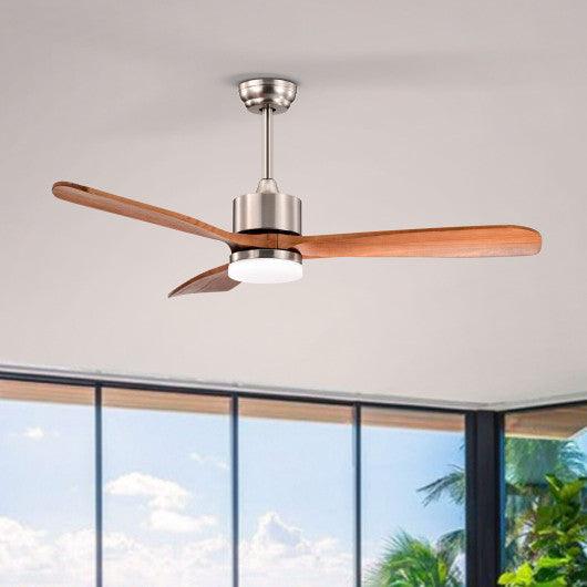52 Inch Reversible Ceiling Fan with LED Light and Adjustable Temperature-Silver at Set Shop and Smile