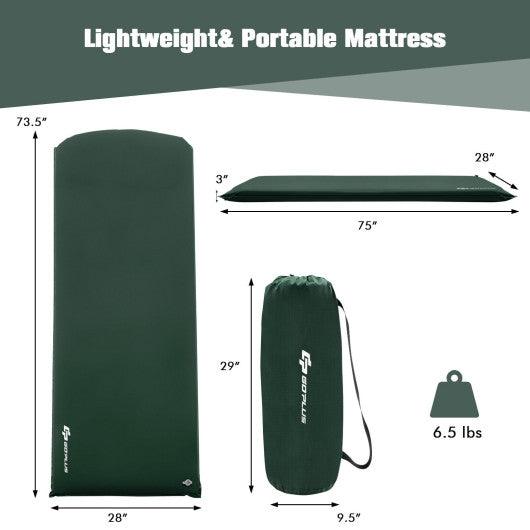 Self-inflating Lightweight Folding Foam Sleeping Cot with Storage bag-Green at Set Shop and Smile