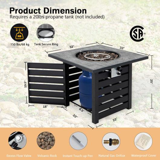 Square Propane Fire Pit Table with Lava Rocks and Rain Cover at Set Shop and Smile
