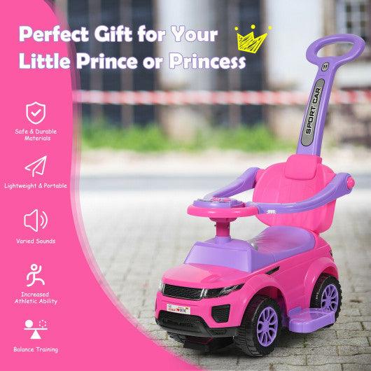 Honey Joy 3 in 1 Ride on Push Car Toddler Stroller Sliding Car with Music-Pink at Set Shop and Smile