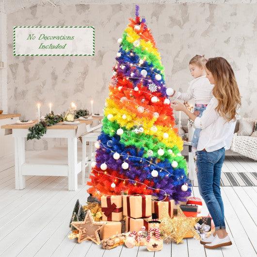 7 Feet Artificial Hinged Traditional Christmas Tree with Metal Stand at Set Shop and Smile