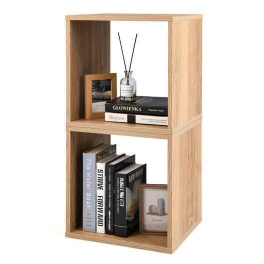 2 Cubes Stackable Bookcase for Living Room and Study-Natural at Set Shop and Smile