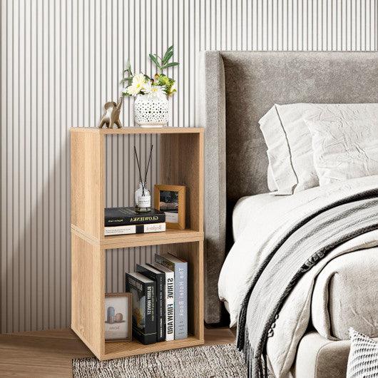 2 Cubes Stackable Bookcase for Living Room and Study-Natural at Set Shop and Smile