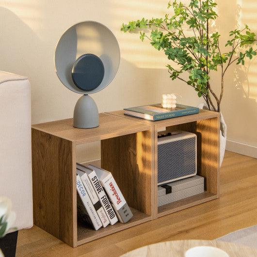 2 Cubes Stackable Bookcase for Living Room and Study-Natural at Set Shop and Smile