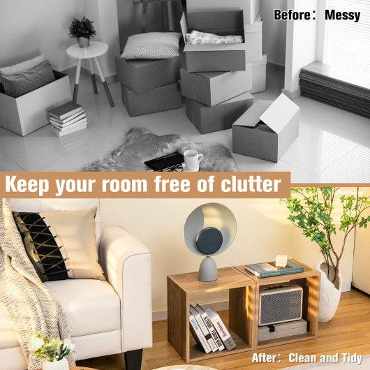 2 Cubes Stackable Bookcase for Living Room and Study-Natural at Set Shop and Smile
