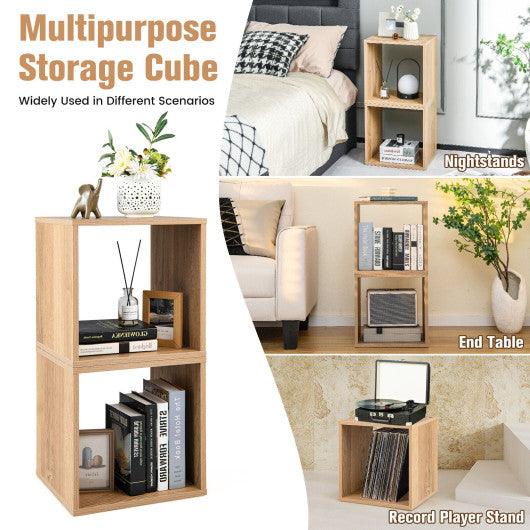 2 Cubes Stackable Bookcase for Living Room and Study-Natural at Set Shop and Smile