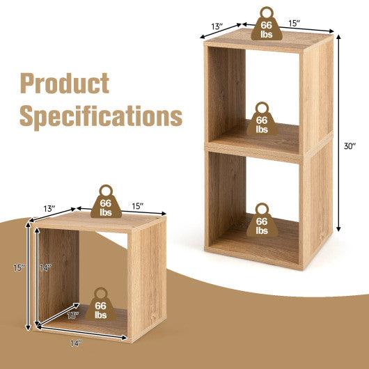 2 Cubes Stackable Bookcase for Living Room and Study-Natural at Set Shop and Smile