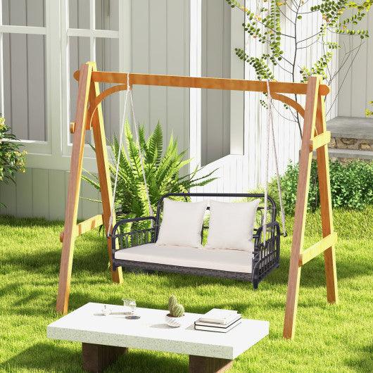 2-Person Outdoor Hanging Chair with Ropes-Gray at Set Shop and Smile