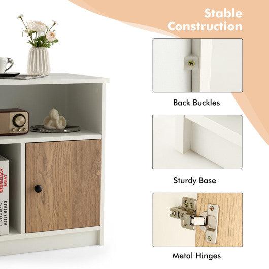 2 Pieces 25 Inch Tall Nightstands with Door and 2 Open Shelves-White at Set Shop and Smile