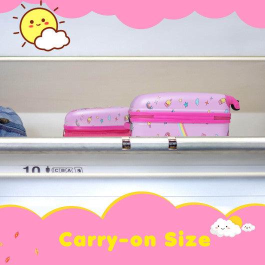 2 Pieces Kids Carry-on Luggage Set with 12 Inch Backpack-Pink at Set Shop and Smile