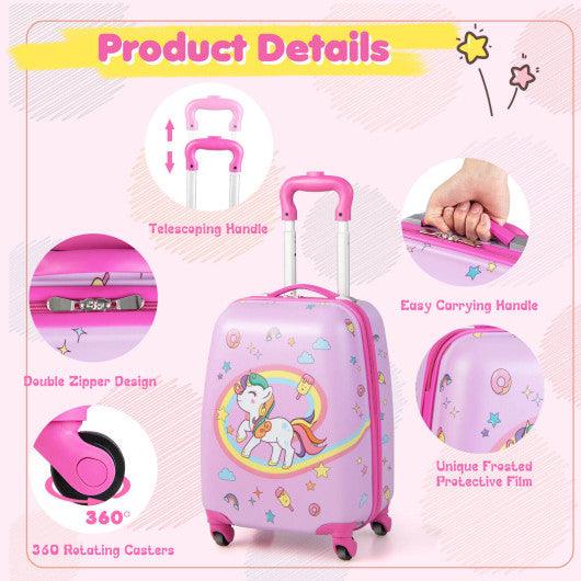 2 Pieces Kids Carry-on Luggage Set with 12 Inch Backpack-Pink at Set Shop and Smile