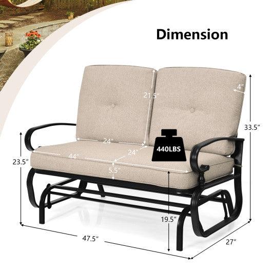 2 Seats Outdoor Swing Glider Chair with Comfortable Cushions-Beige at Set Shop and Smile