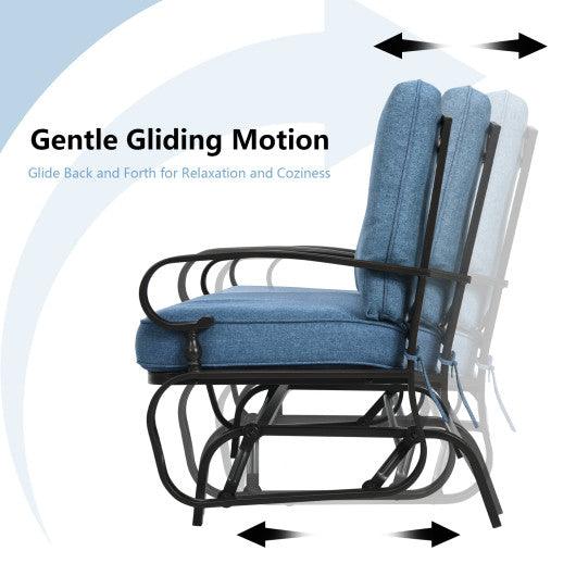 2 Seats Outdoor Swing Glider Chair with Comfortable Cushions-Blue at Set Shop and Smile