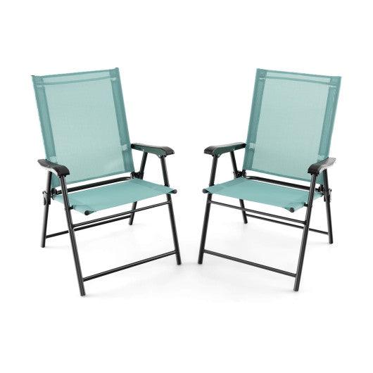 2 Set of Patio Dining Chair with Armrests and Metal Frame-Light Green at Set Shop and Smile