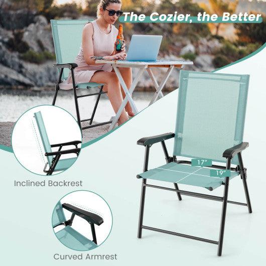 2 Set of Patio Dining Chair with Armrests and Metal Frame-Light Green at Set Shop and Smile