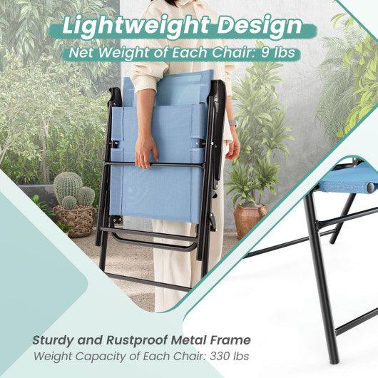 2 Set of Patio Dining Chair with Armrests and Metal Frame-Blue at Set Shop and Smile