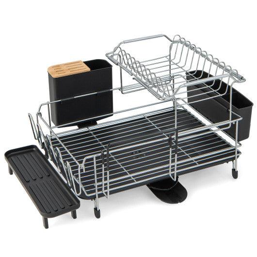 2-Tier Detachable Dish Rack with Drainboard and 360° Swivel Spout at Set Shop and Smile