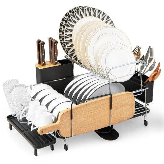 2-Tier Detachable Dish Rack with Drainboard and 360° Swivel Spout at Set Shop and Smile