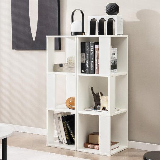 3-Tier 6 Cube Freestanding Bookcase with Anti-toppling Device-White at Set Shop and Smile