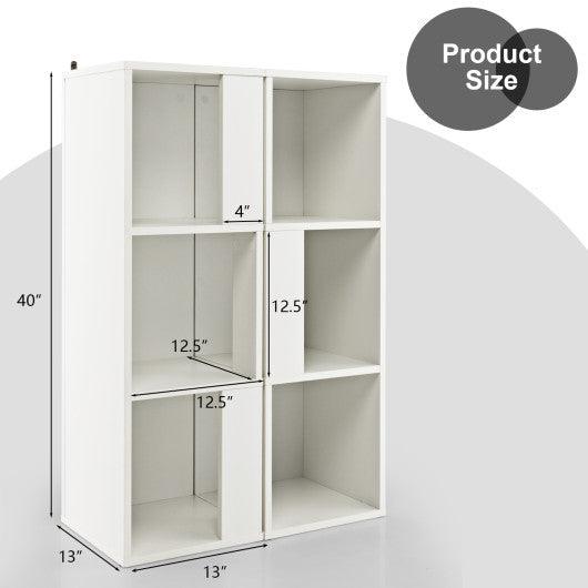 3-Tier 6 Cube Freestanding Bookcase with Anti-toppling Device-White at Set Shop and Smile