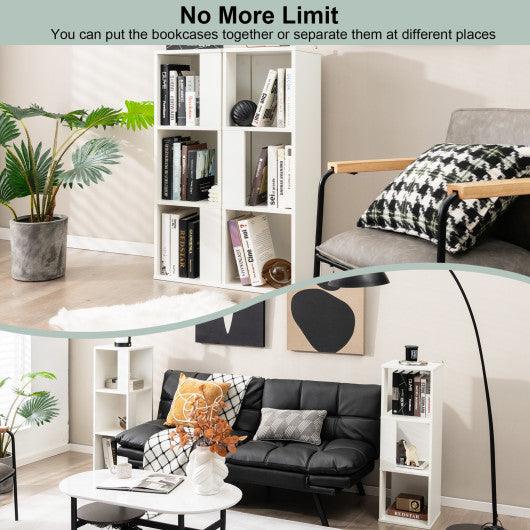 3-Tier 6 Cube Freestanding Bookcase with Anti-toppling Device-White at Set Shop and Smile