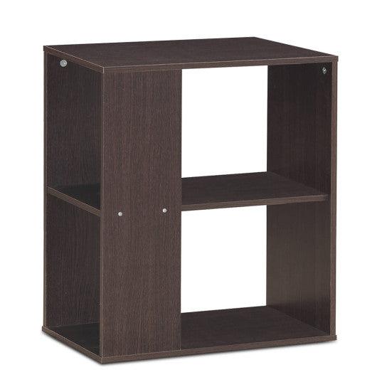 2-Tier Side End Table with Storage Shelves -Brown at Set Shop and Smile