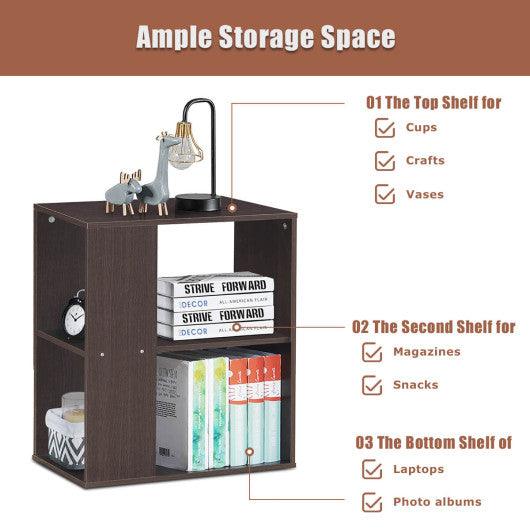 2-Tier Side End Table with Storage Shelves -Brown at Set Shop and Smile