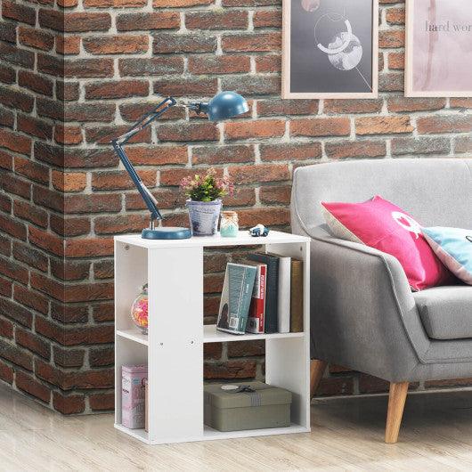 2-Tier Side End Table with Storage Shelves -White at Set Shop and Smile