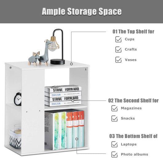 2-Tier Side End Table with Storage Shelves -White at Set Shop and Smile