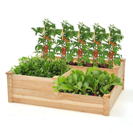 3-Tier Wooden Raised Garden Bed with Open-Ended Base-Natural at Set Shop and Smile