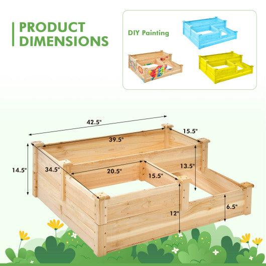 3-Tier Wooden Raised Garden Bed with Open-Ended Base-Natural at Set Shop and Smile