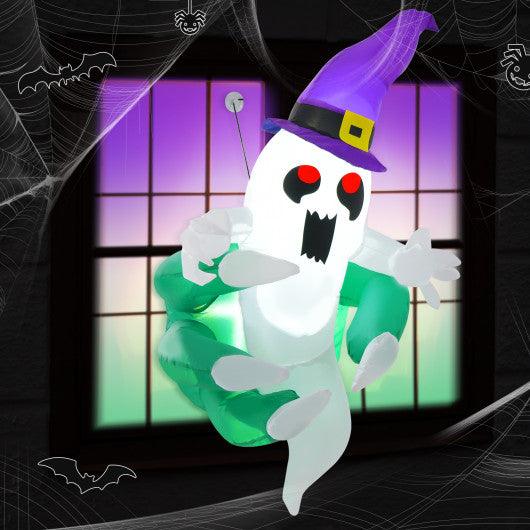 3.6 FT Halloween Inflatable Ghost Broke Out from Window at Set Shop and Smile