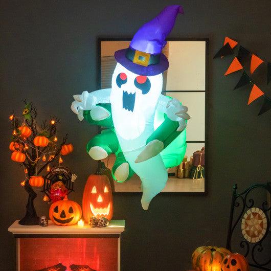 3.6 FT Halloween Inflatable Ghost Broke Out from Window at Set Shop and Smile