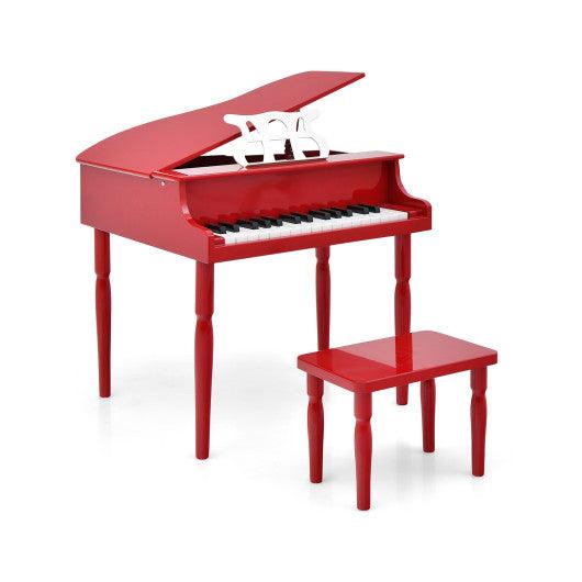 30-Key Wood Toy Kids Grand Piano with Bench and Music Rack-Red at Set Shop and Smile