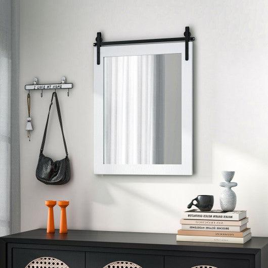 30 x 22 Inch Wall Mount Mirror with Wood Frame-White at Set Shop and Smile