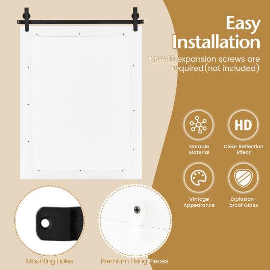 30 x 22 Inch Wall Mount Mirror with Wood Frame-White at Set Shop and Smile