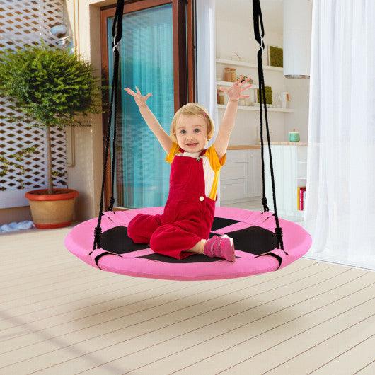 40 Inch Flying Saucer Tree Swing Indoor Outdoor Play Set-Pink at Set Shop and Smile