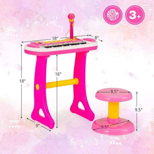 31-Key Kids Piano Keyboard Toy with Microphone and Multiple Sounds for Age 3+-Pink at Set Shop and Smile