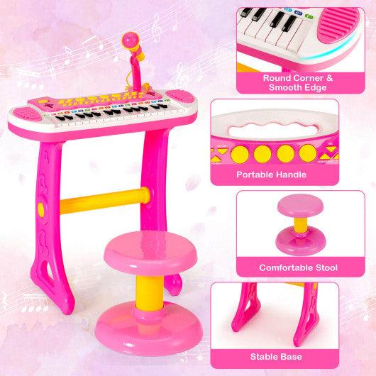 31-Key Kids Piano Keyboard Toy with Microphone and Multiple Sounds for Age 3+-Pink at Set Shop and Smile