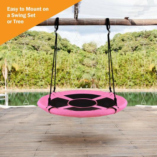 40 Inch Flying Saucer Tree Swing Indoor Outdoor Play Set-Pink at Set Shop and Smile