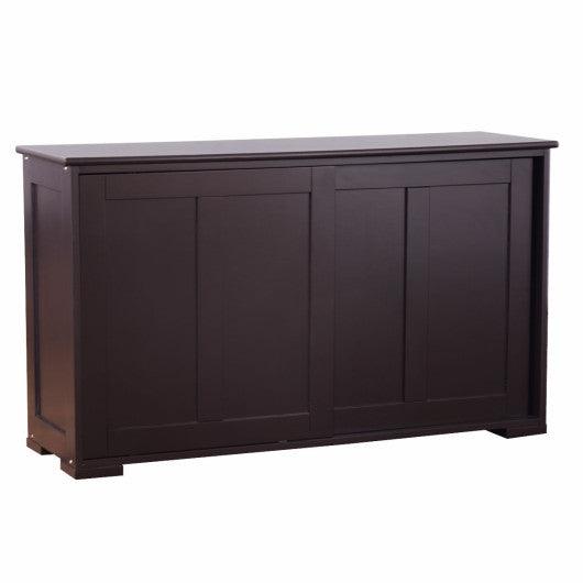 Kitchen Storage Cabinet with Wood Sliding Door-Brown at Set Shop and Smile