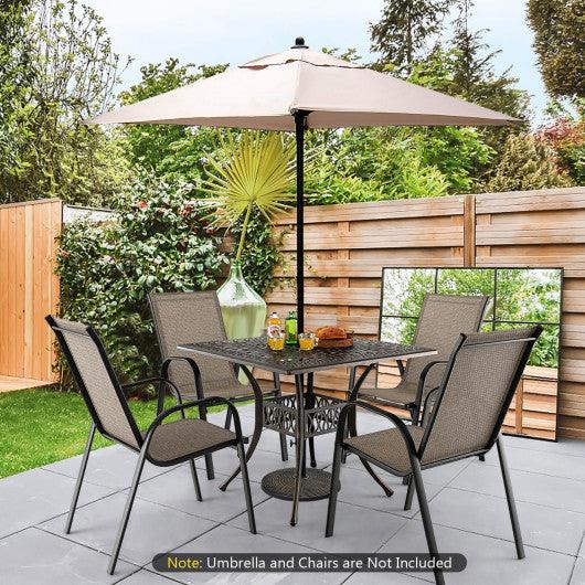 35.4 Inch Aluminum Patio Square Dining Table with Umbrella Hole-Bronze at Set Shop and Smile
