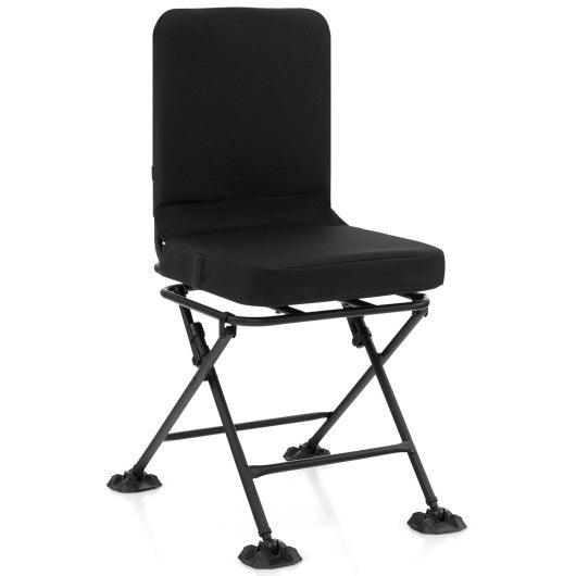 Swivel Folding Chair with Backrest and Padded Cushion-Black at Set Shop and Smile