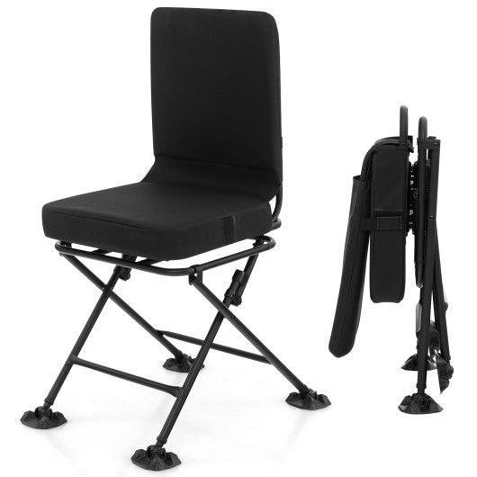 Swivel Folding Chair with Backrest and Padded Cushion-Black at Set Shop and Smile